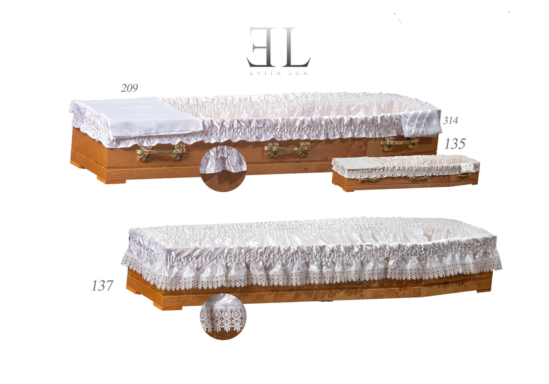 Funeral coffin interior set